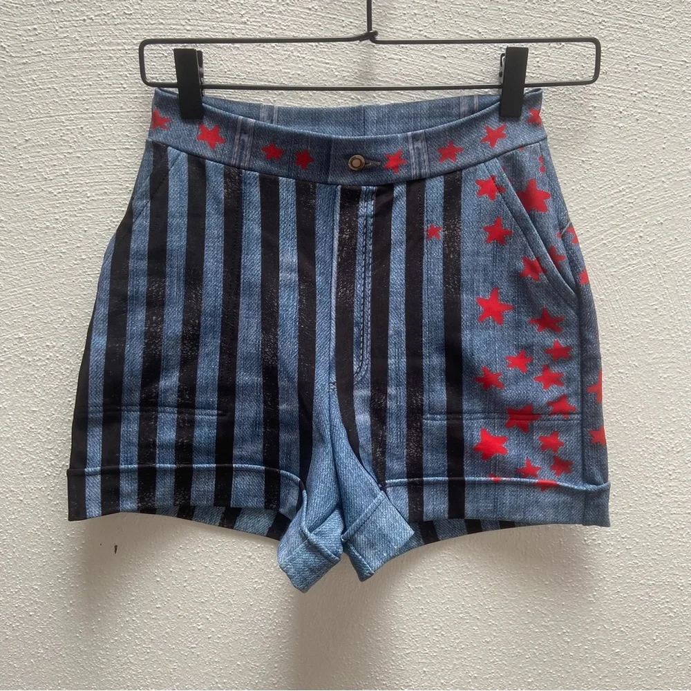 Blackmilk Star and Stripes Cuffed Shorts